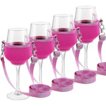 4PCS Portable Wine Glass Holder Strap Wine Sling Yoke Glass Holder Support Neck Strap for Birthday Cocktail Tools C