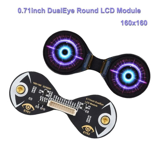 Tela LCD Redonda IPS de 0,71 Polegadas 0,71 Polegadas SPI 160X160 GC9D01 Módulo LCD de Dois Olhos Compatível com Placa Controladora ESP32 1
