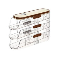 Huevera Transparente con Ruedas para Puerta Lateral de Refrigerador de Cocina, Organizador Apilable para Refrigerador, 10 cm de Ancho, Tres Niveles