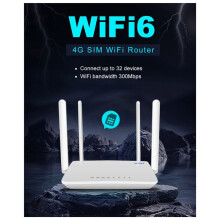 EC21 4G SIM WLAN-Router Modem WiFi 6 mit SIM-Kartensteckplatz 300 Mbit/S Signalverstärker 4G LTE WLAN-Router für 32 Geräte EU-Stecker