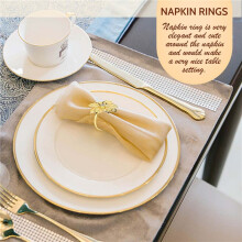 10Pcs Flower Design Napkin Rings Metal Gold Napkin Buckle Napkin Ring Holder Hotel Restaurant Wedding Party West Dinner Table Decoration