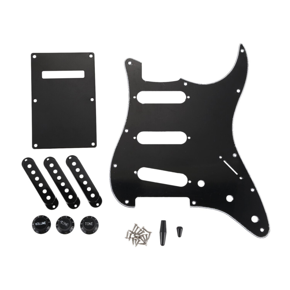 Set Of 3 Ply Black 11 Hole Sss Guitar Pickguard Strat Back Plate Pickup Covers Knobs Guitarra Tips Guitar Parts & Accessories-48 X 52 X 52Mm 6033075533764