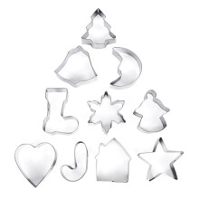 10-Delade Set Christmas Tree Series Bakning Kexform Rostfritt StåL Kexform Kombination FruktskäRningsverktyg