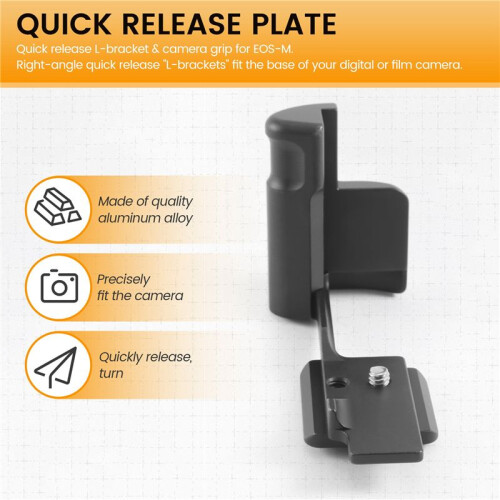 L-Shaped Quick Release Plate Bracket Hand Grip with 1/4 Srew Hole for  -M ILC Camera 1