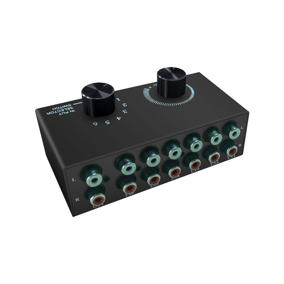 6 In 1 Out L / R Stereo Audio Switcher With Mute Button Portable Rca Stereo Audio Audio Splitter 6032416840202