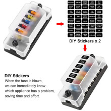 6 Way Fuse Block Blade Fuse Box with Negative Bus - ATC/ATO for Boat Yacht Vehicle Auto RV Car Trailer Truck SUV