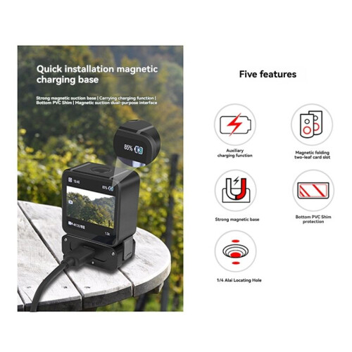 Magnetic Base Adapter with Type-C Charging for  Action2 - Camera Holder, 1/4  Interface 1