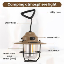 Outdoor Lighting Camping Lights Tent Canopy Retro Pine Cone Camping Lights Rechargeable Hand Lights Khaki