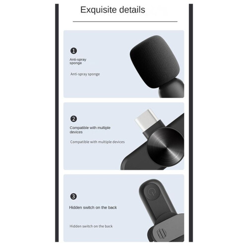 Wireless Lavalier Microphones Plug and  Noise Reduction Auto Sync Lapel Mic Live Stream,Vloggers,Interview