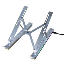 Support Pliable pour Ordinateur Portable 4 en 1 avec Éclairage RGB USB et Base de Support Portable en Alliage D'Aluminium pour Ordinateur Portable PC