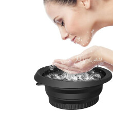 Large Silicone Bowl for Face Ice Bath with Built-in Icetray,Foldable and Hanging Design for Easy Storage Face Ice Bath