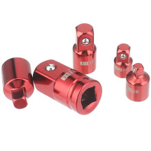 Set di adattatori a bussole a impatto rosso da 5 pezzi | Acciaio al Vanadio Cromato, Misure da 1/4" a 3/4"
