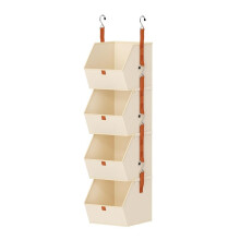 Hanging Closet Organizer 4 Tier,Clothes Hanging Shelves, Space-Saving Closet System, Fabric Storage Bins Bedroom Beige