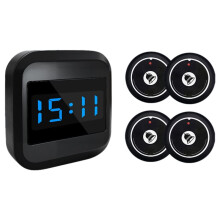 Doorbell Display Receiver +4 Pager Wireless Restaurant Pager Waiter Calling System for Hotel Bar Cafe EU Plug