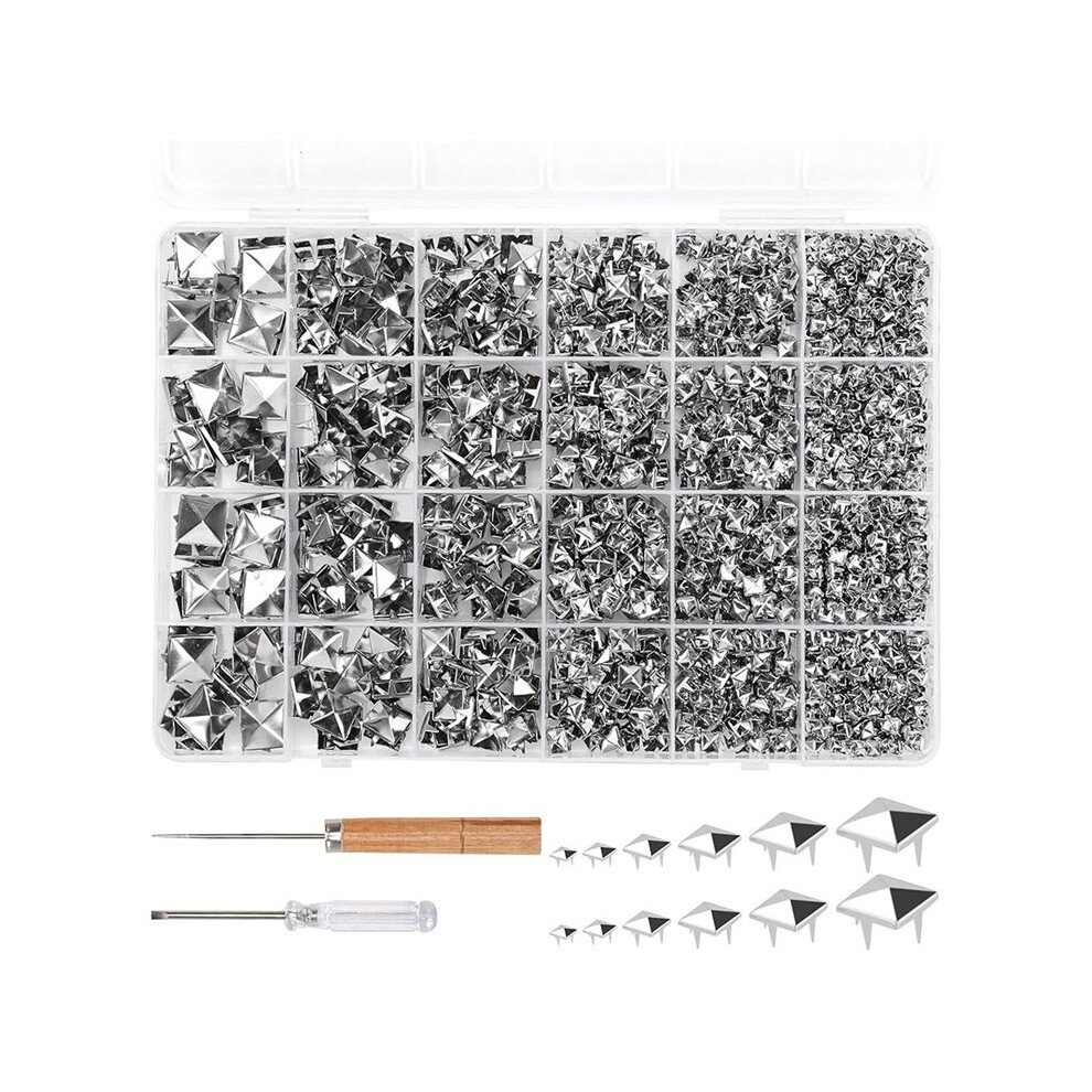 1222 Pcs Square Pyramid Studs Prong Studs For Clothing Crafts Punk Metal Spikes And Studs Rivets For Leather Jackets Bag 6032564929941