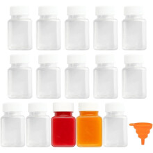 15 Garrafas Plásticas Pequenas de 100 Ml para Enchimento, Transparentes com Tampa, Garrafas de Shot Vazias, para Suco, Água, Smoothie