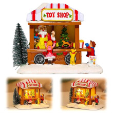 Maison musicale de Noël avec sapin de Noël éclairé par LED, décorations de Noël pour décorations de bureau, cadeau de Noël