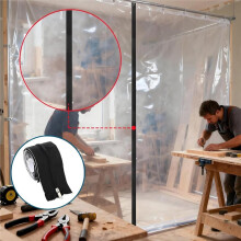 4 Pack Dust Protector Zipper,with Plastic Sheeting Cutter, Double Sided Self-Adhesive Dust Proof Door for Indoor Outdoor