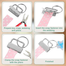 Pack of 50 Lanyard Blanks 32 mm Key Ring Hardware Set, Clamp Lock , Lanyard Blanks for DIY Lanyards, Bracelets