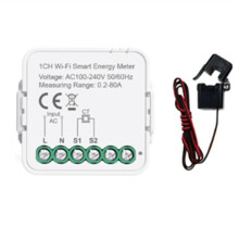 Tuya  WiFi Energiemeter Stroomsensor Statisticus 80A Thuisstroommonitor AC100-240V Enkele Fase Klem 1CH
