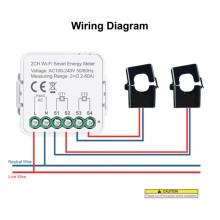 Tuya WiFi Energiemeter Stroomsensor Statisticus 80A Thuisstroommonitor AC100-240V Enkele Fase Klem 1CH