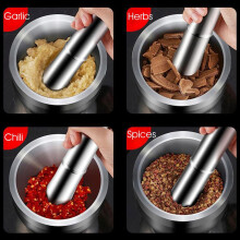 Stainless Steel Mortar and Pestle, Heavy Duty Pill Crusher, Spice Grinder, HerbCrusher Enhanced Performance (5 Inch)