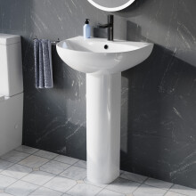 Nes Home White 500mm Round Slim Edge Full Pedestal Basin