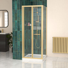 Nes Home Brushed Brass 760mm Bi-fold Shower Door 760mm Side Panel Glass