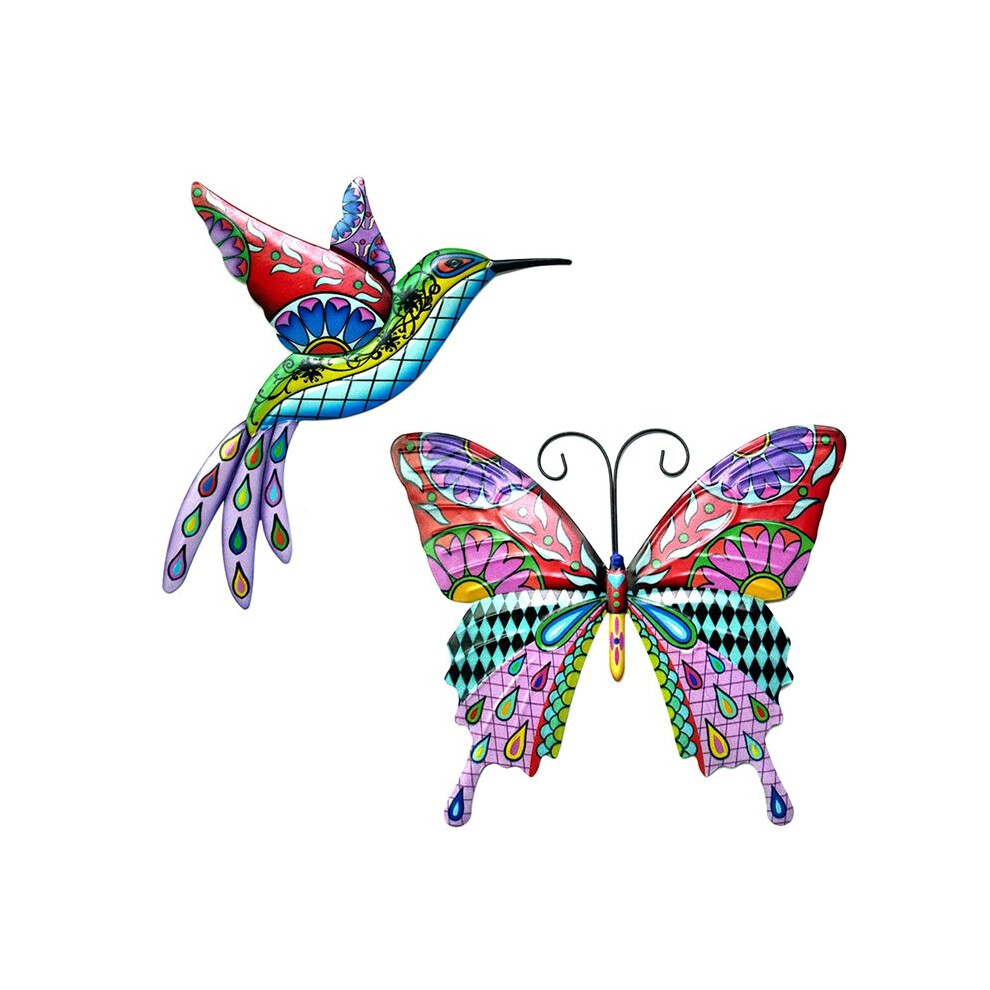 Semoic Bird Butterfly Metal Outdoor Wall Art Decor, Bird Wall Sculpture Hanging Decorations, Bird Wall Art Decor