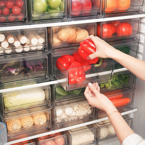 Drawer Refrigerator Storage Box, Stackable Refrigerator Storage Box, Kitchen Cabinet Fresh Storage L 2