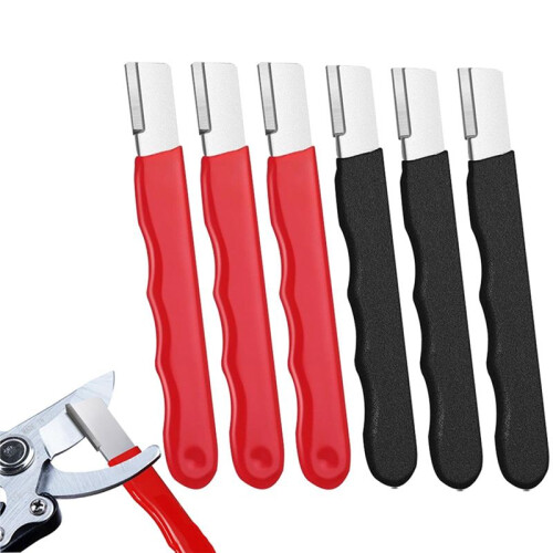 Portable Quick Sharpener, Hand Held Knife Garden Tool Sharpener Stone, Lawn Blade Sharpener (Black & Red,6Pcs) 2