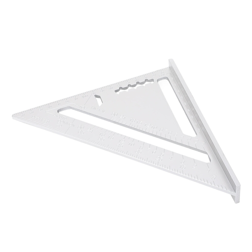 Aluminum Alloy Carpentry Triangle Ruler With Imperial & Metric Scales, Protractor, Silver 9301384462851