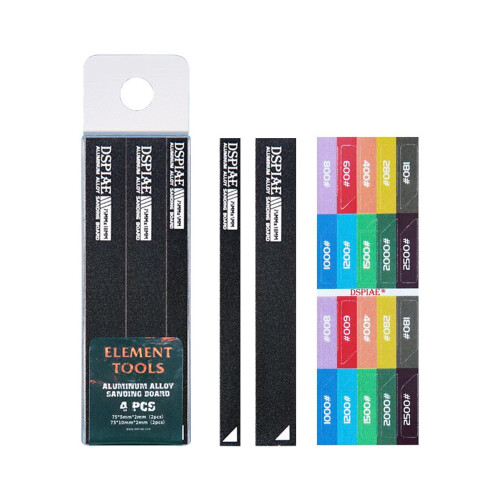 DSPIAE Aluminum Alloy Medium/Small Sanding Boards (Black) 4pcs AS-BK15