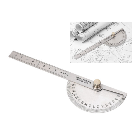 Stainless Steel Adjustable Angle Ruler, 0-180, 10cm Woodworking Tool