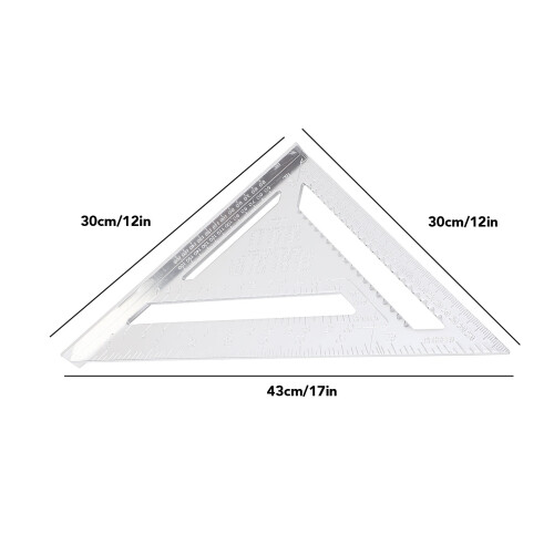 Righello triangolare in lega di alluminio argento bianco 1