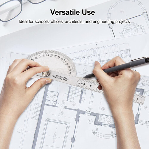 Stainless Steel Adjustable Angle Ruler, 0-180, 10cm Woodworking Tool 1