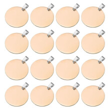 16 Stuks Metalen Stempelplaten, 30 mm Ronde Stempelnaamplaatjes Metalen Plaat met Gat, Hondenpenningen Roségoud
