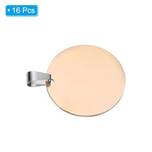 16 Stuks Metalen Stempelplaten, 30 mm Ronde Stempelnaamplaatjes Metalen Plaat met Gat, Hondenpenningen Roségoud