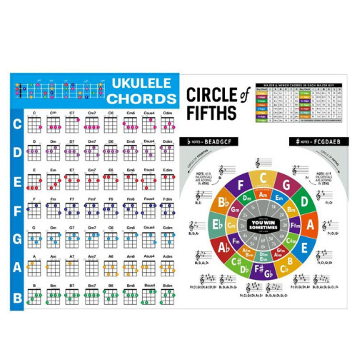 Ukulele Chord Chart Sticker Ukelele Music Education Guitar Chord Chart for Beginner Small 2