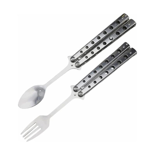 Spoon and Fork Set, Collapsible Stainless Steel Cutlery for Kitchen BBQ