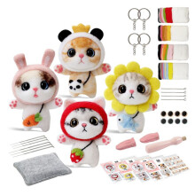 Cats Dolls Needle Felting Kits for Beginner,Needle Felting Kit, Needles,Foam Pad, Cloth,Instruction