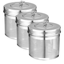 3 Pcs Large Tea Infuser for Loose Leaf Tea & Spice Infuser for Cooking, Threaded Lid, Extra Fine Mesh Tea Strainer