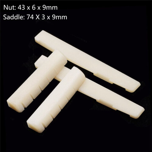 Folk Guitar Cow Bone Upper and Lower Saddle Bridge Saddle Nut Upper Saddle 43mm Lower Bridge 74mm 1
