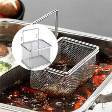 Stainless Steel Hot Pot Colander with Hook Noodle Drainer Filter Mesh Sieve Strainer Spoon for French Fries Pasta