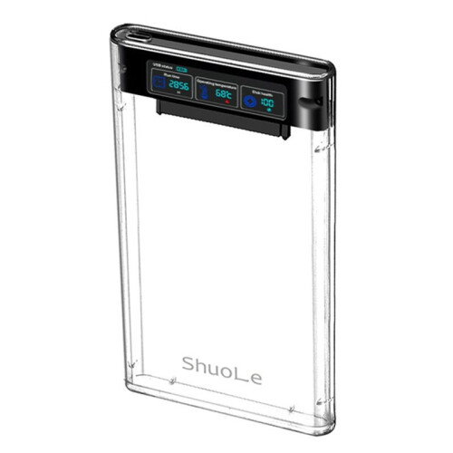 ShuoLe External HDD Case 5Gbps 2,5 Polegadas Transparente USB Gabinete para Unidade de Disco Rígido  HDD SSD Storage Case com Display