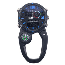RoundScreen Outdoor Carabiner Watch with Compass Multi Functional Climbing Carabiner Watches for Men Sports Waterproof,A