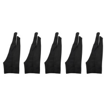 5 Pack Artist Gloves for Tablet Digital Drawing Glove Two Fingers Thicken Rejection Glove for Pad (S)