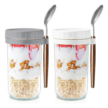 Overnight-Oats-BehäLter mit Deckel und LöFfeln: 24-Unzen-EinmachgläSer für Overnight-Oats - 2 StüCk Glas-LebensmittelvorratsbehäLter