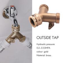 3/4 Inch 2 Way Hose Splitter Brass Y Valve Garden Tap Connector with 2 X3/4 Inch Brass Water Tap Outside Tap Kit