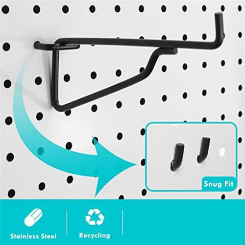 Peg Board Shelf Hooks, 8PACK 6In Metal Utility Hook Set, Peg Board Organizer for Garage Workbench Art  Room Office 2